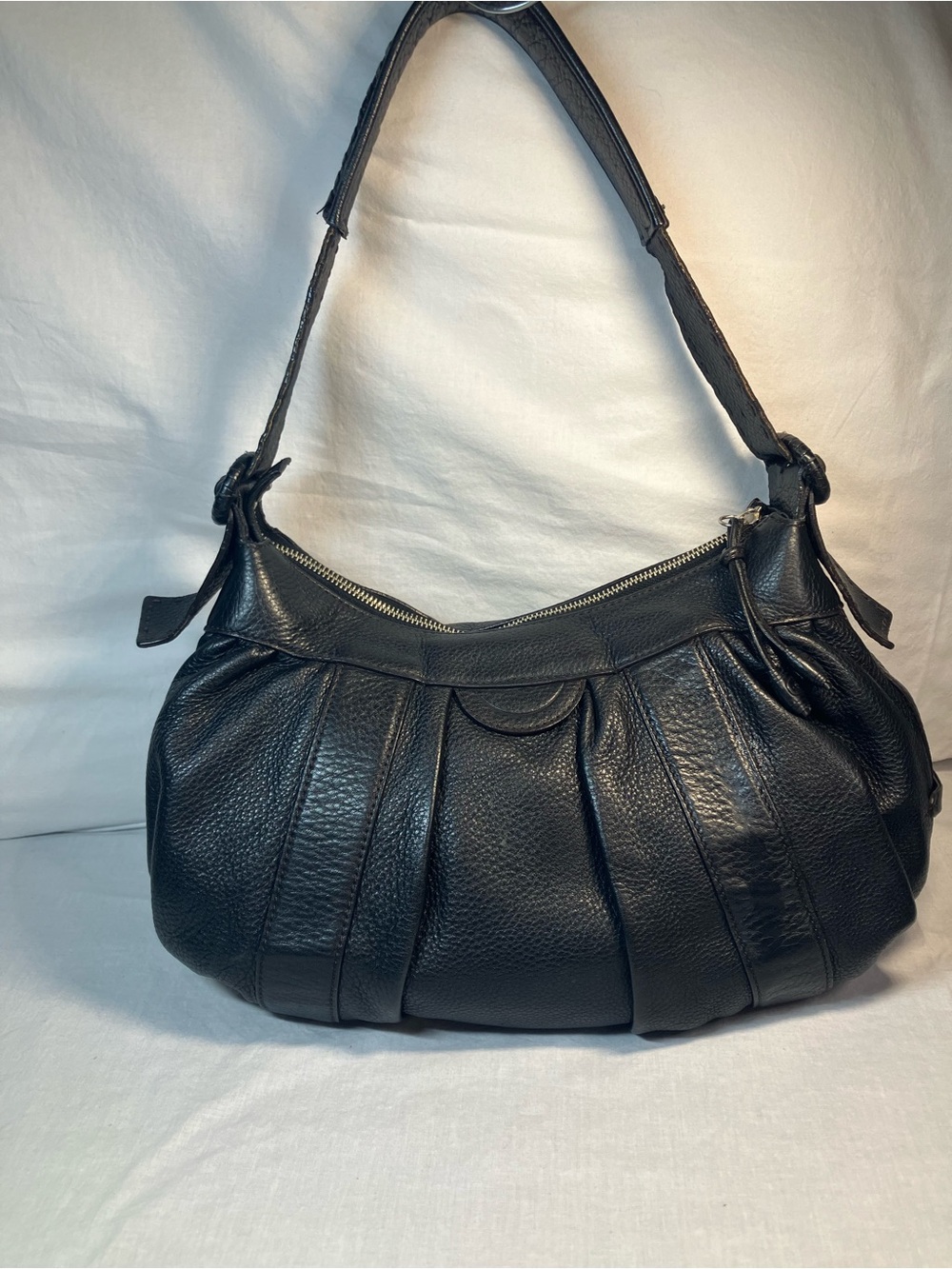 Cole Haan Black Pleated Leather Shoulder Bag